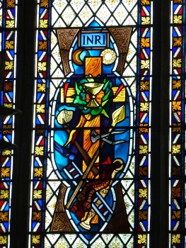 Stained glass in Holy Cross Church. 