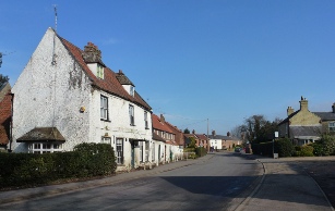 The road into the village of Terrington St Clement.