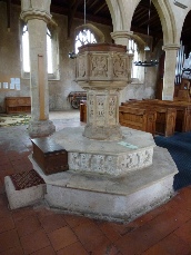 The font in Hindringham St Martin. 