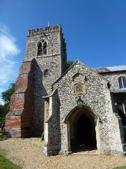The porch and tower of St Mary's Church.