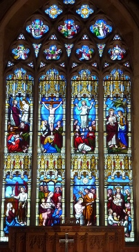 Detail of stained glass in Filby Church.  