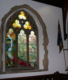 Stained glass in Harleston Church. 