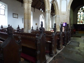 Pews in Wiggenhall Church.
