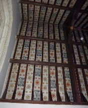 Ornate tiled ceiling.