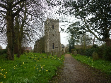The churchyard and church in Hapton.