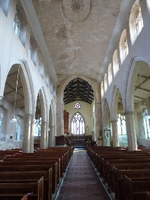 The main aisle in Foulsham Church. 