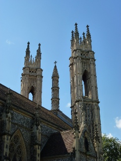 Ornate spires at Booton Church.