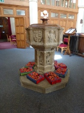 The font in Fakenham Church. 